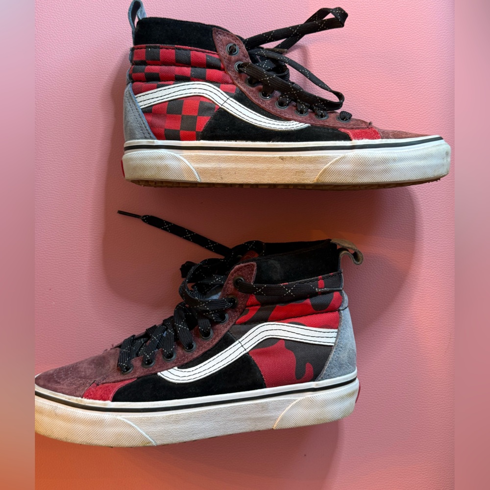 Vans Kids High-Top Sneakers - Red, Black, and White - Picture 2 of 5